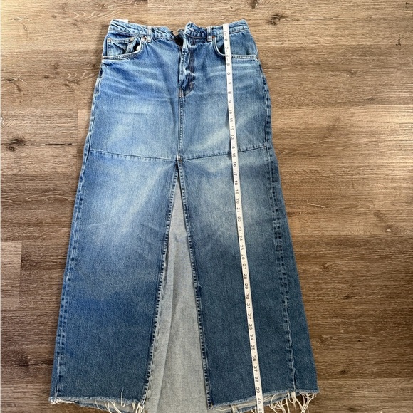 Reformation Blue Denim Maxi Skirt with Slit - Picture 3 of 9